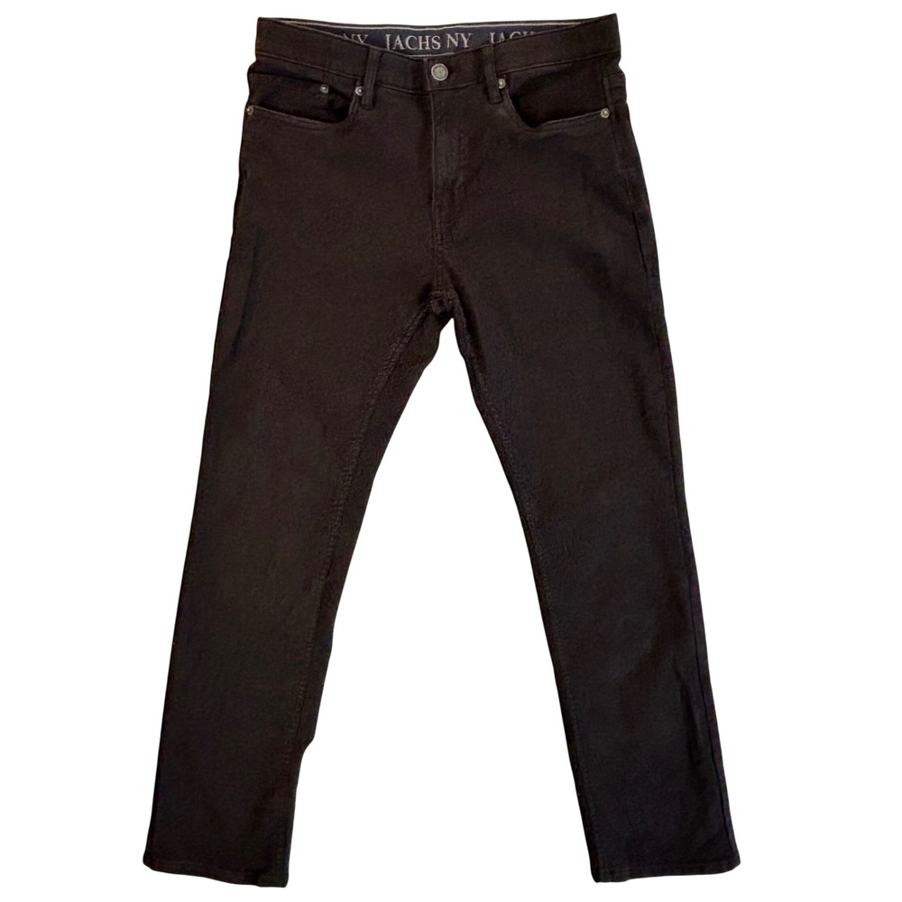 Jachs NY Mens Slim Fit Stretch Pants 32x32 Black 5-Pocket Trousers